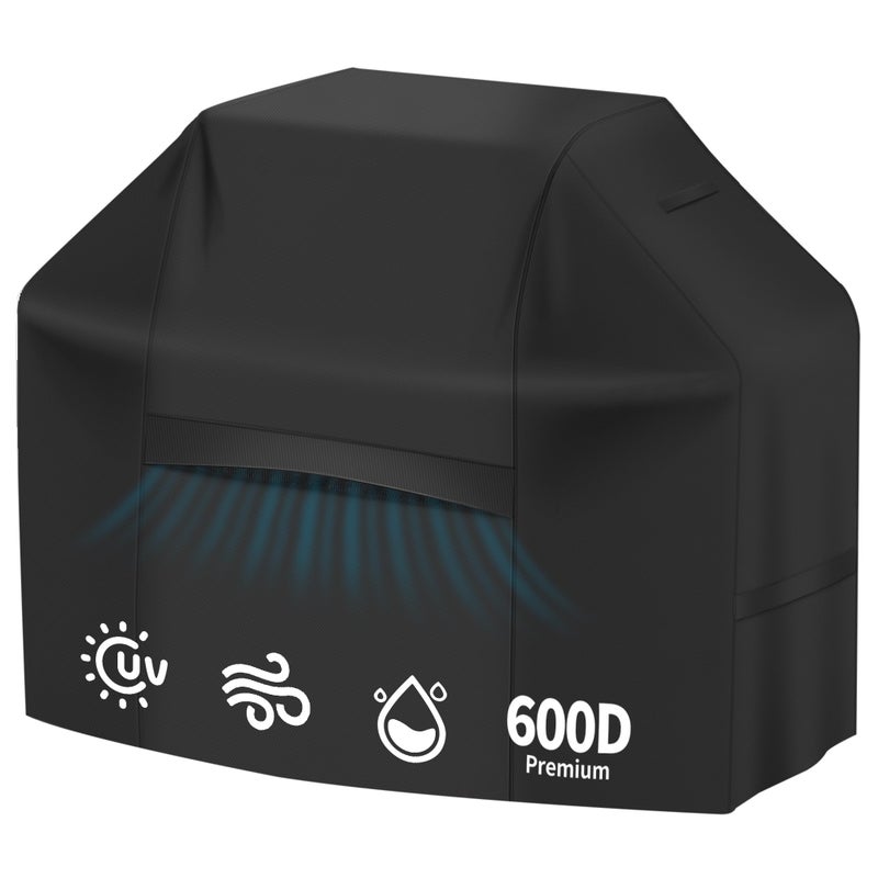 iCOVER Grill Cover 82 Inch, BBQ Grill Cover for Outdoor Grill, 600D Heavy-Duty Waterproof BBQ Cover, Large Barbecue Gas Grill Covers for Weber, Charbroil, Brinkmann, Nexgrill and More, Black - Image 1